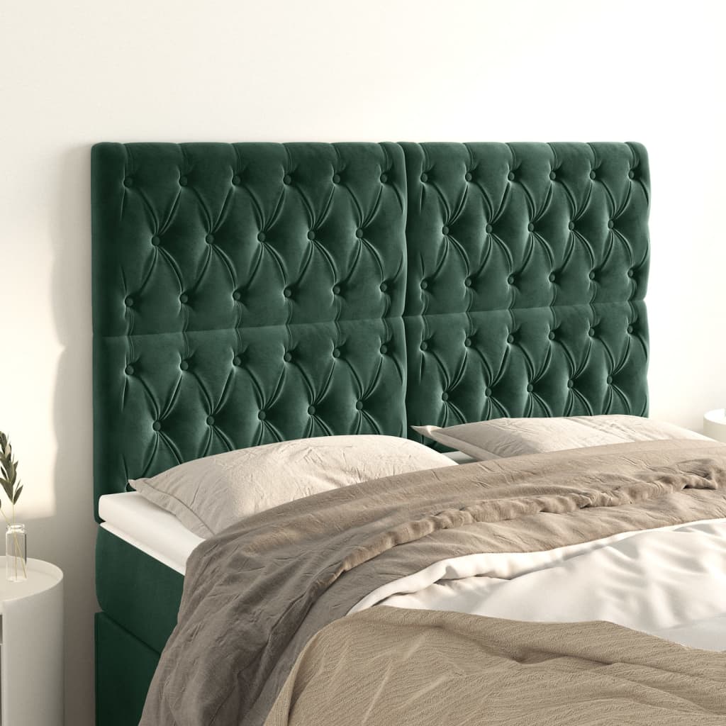 Hoofdbord donkergroen 144x7x118/128 cm fluweel is nu te koop bij PeponiXL, paradijselijk wonen!