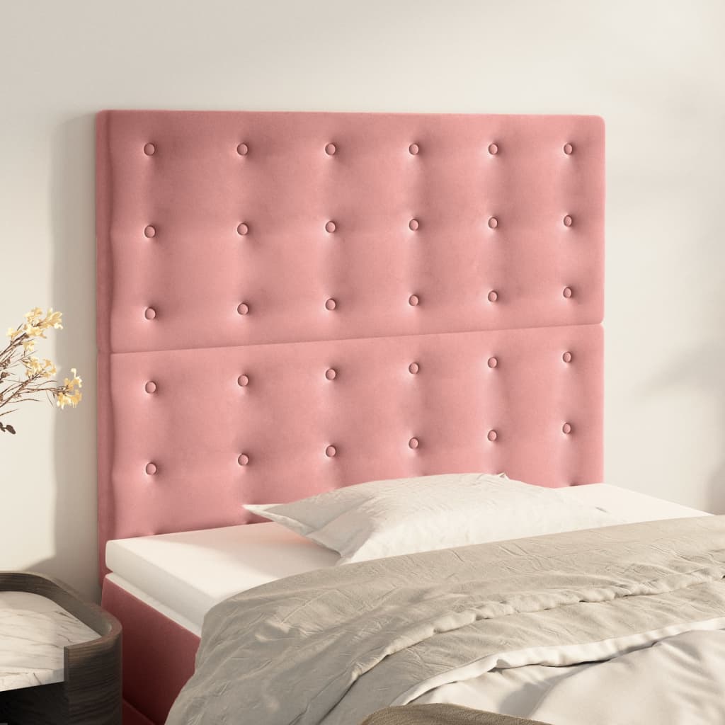 Hoofdbord roze 90x5x118/128 cm fluweel is nu te koop bij PeponiXL, paradijselijk wonen!