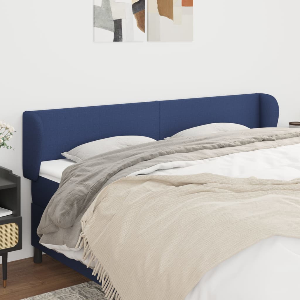 Hoofdbord met randen 183x23x78/88 cm stof blauw is nu te koop bij PeponiXL, paradijselijk wonen!