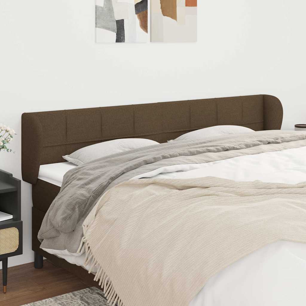 Hoofdbord met randen 163x23x78/88 cm stof donkerbruin is nu te koop bij PeponiXL, paradijselijk wonen!