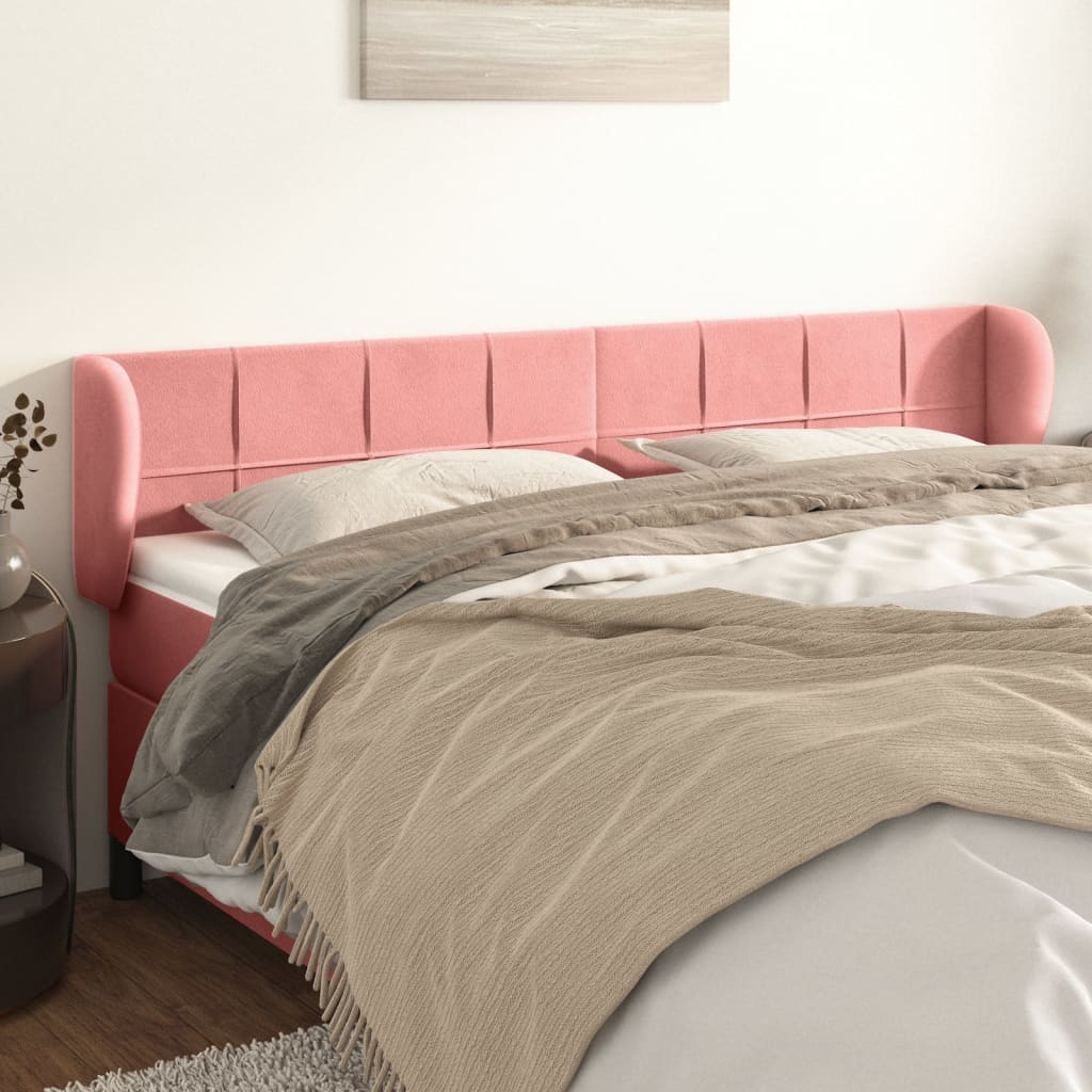 Hoofdbord met randen 183x23x78/88 cm fluweel roze is nu te koop bij PeponiXL, paradijselijk wonen!