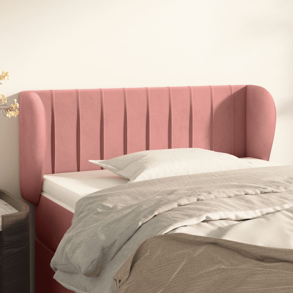 Hoofdbord met randen 103x23x78/88 cm fluweel roze is nu te koop bij PeponiXL, paradijselijk wonen!