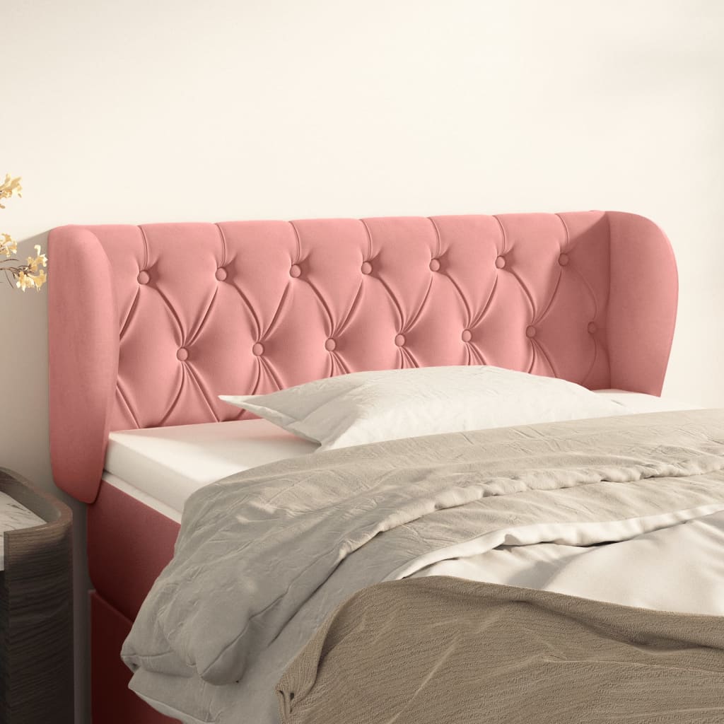 Hoofdbord met randen 103x23x78/88 cm fluweel roze is nu te koop bij PeponiXL, paradijselijk wonen!