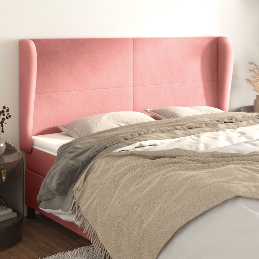 Hoofdbord met randen 203x23x118/128 cm fluweel roze is nu te koop bij PeponiXL, paradijselijk wonen!
