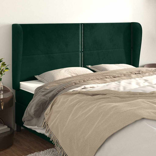 Hoofdbord met randen 183x23x118/128 cm fluweel donkergroen is nu te koop bij PeponiXL, paradijselijk wonen!