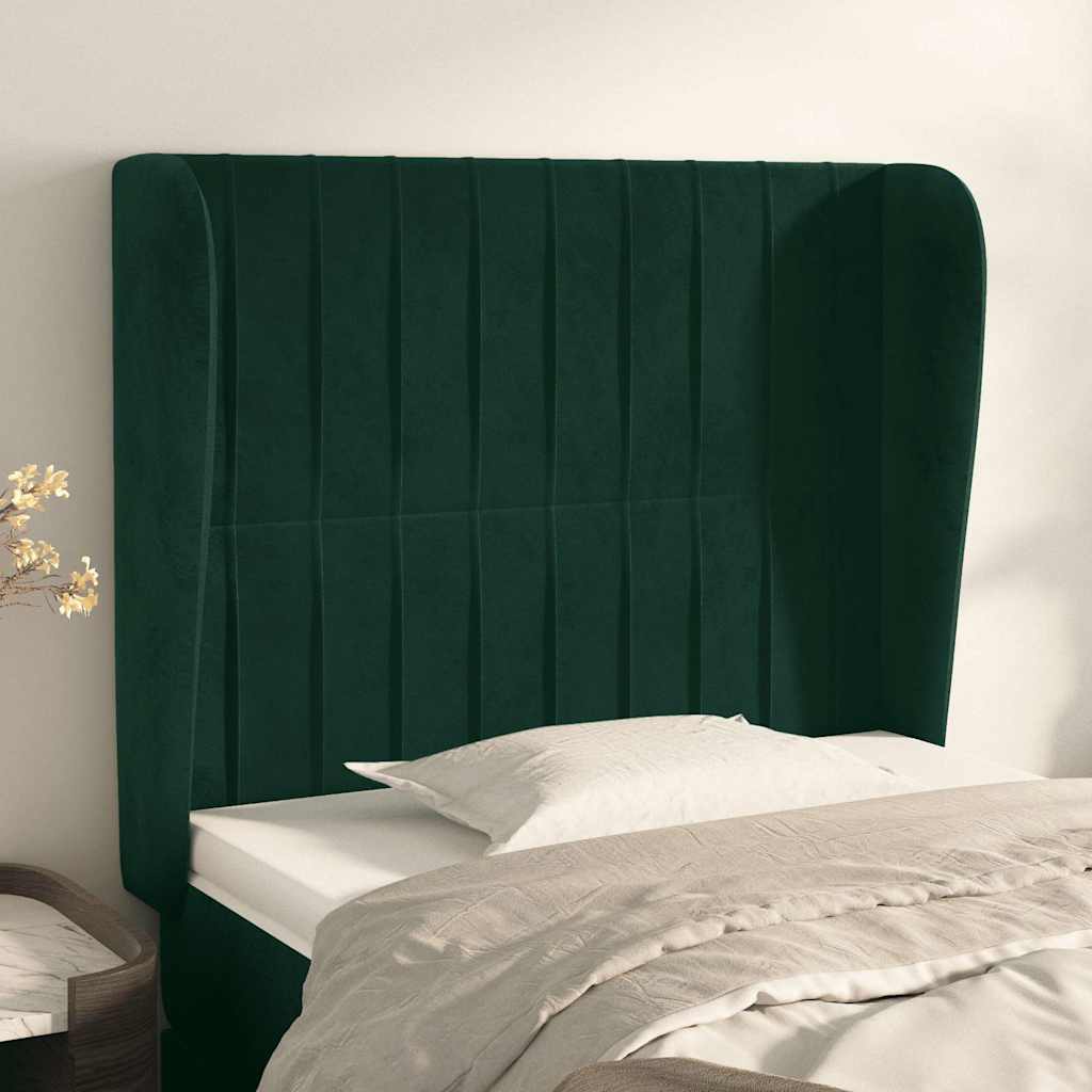 Hoofdbord met randen 103x23x118/128 cm fluweel donkergroen is nu te koop bij PeponiXL, paradijselijk wonen!