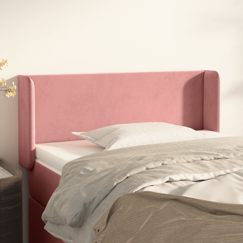 Hoofdbord met randen 93x16x78/88 cm fluweel roze is nu te koop bij PeponiXL, paradijselijk wonen!