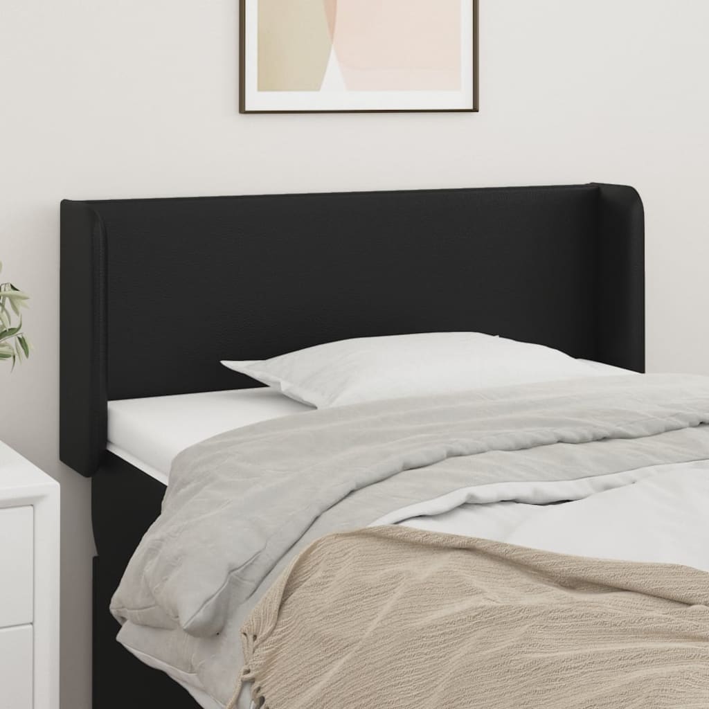 Hoofdbord met randen 83x16x78/88 cm kunstleer zwart is nu te koop bij PeponiXL, paradijselijk wonen!