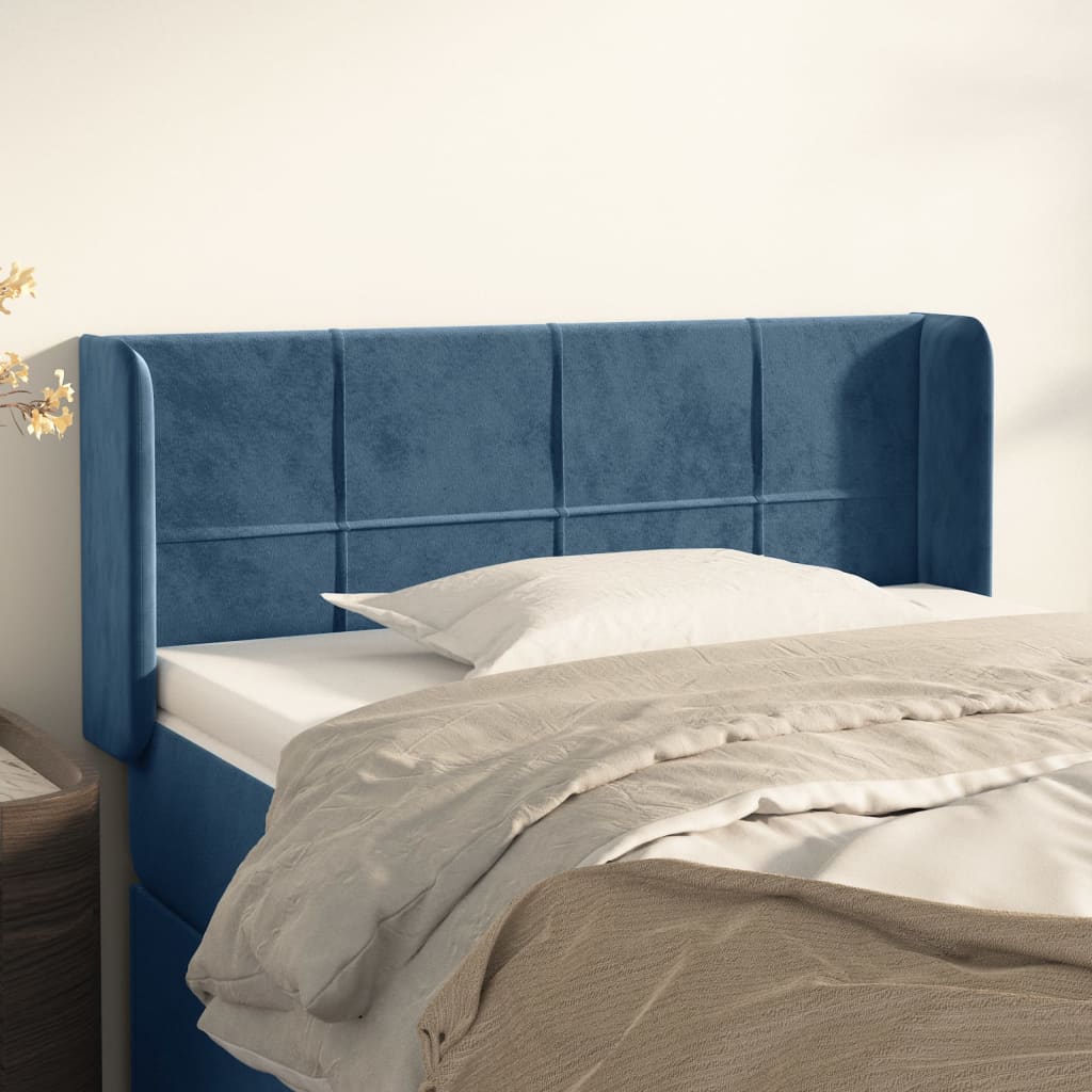 Hoofdbord met randen 93x16x78/88 cm fluweel donkerblauw is nu te koop bij PeponiXL, paradijselijk wonen!