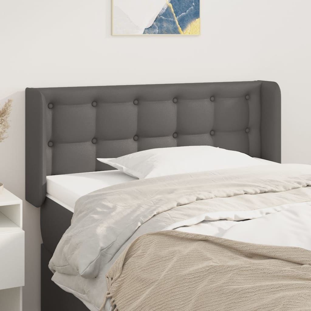 Hoofdbord met randen 83x16x78/88 cm kunstleer grijs is nu te koop bij PeponiXL, paradijselijk wonen!