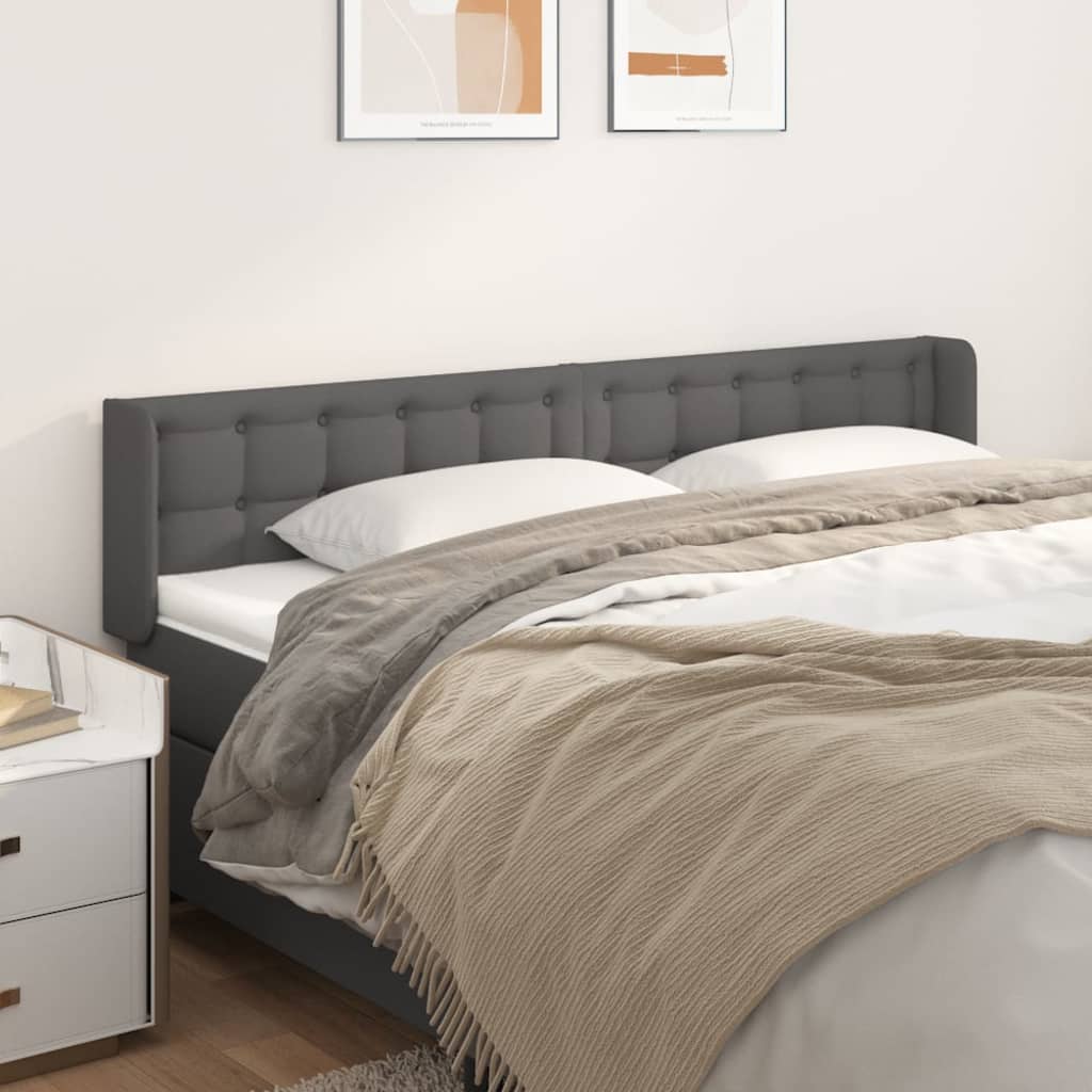 Hoofdbord met randen 183x16x78/88 cm kunstleer grijs is nu te koop bij PeponiXL, paradijselijk wonen!