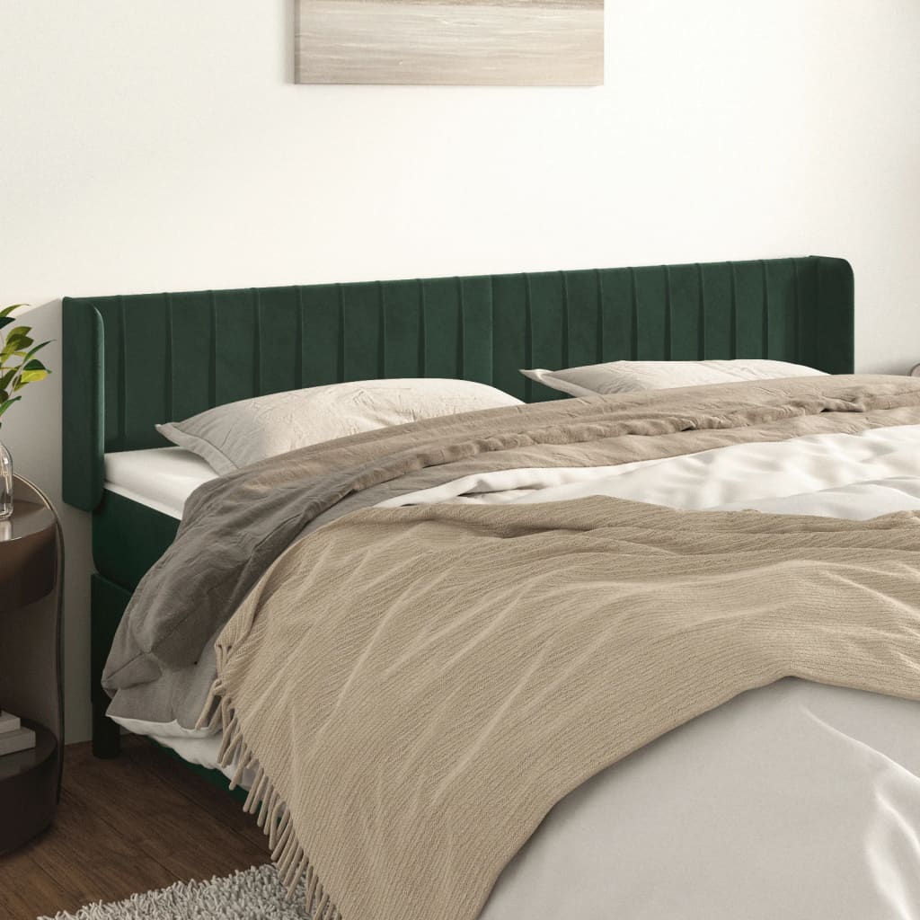 Hoofdbord met randen 203x16x78/88 cm fluweel donkergroen is nu te koop bij PeponiXL, paradijselijk wonen!