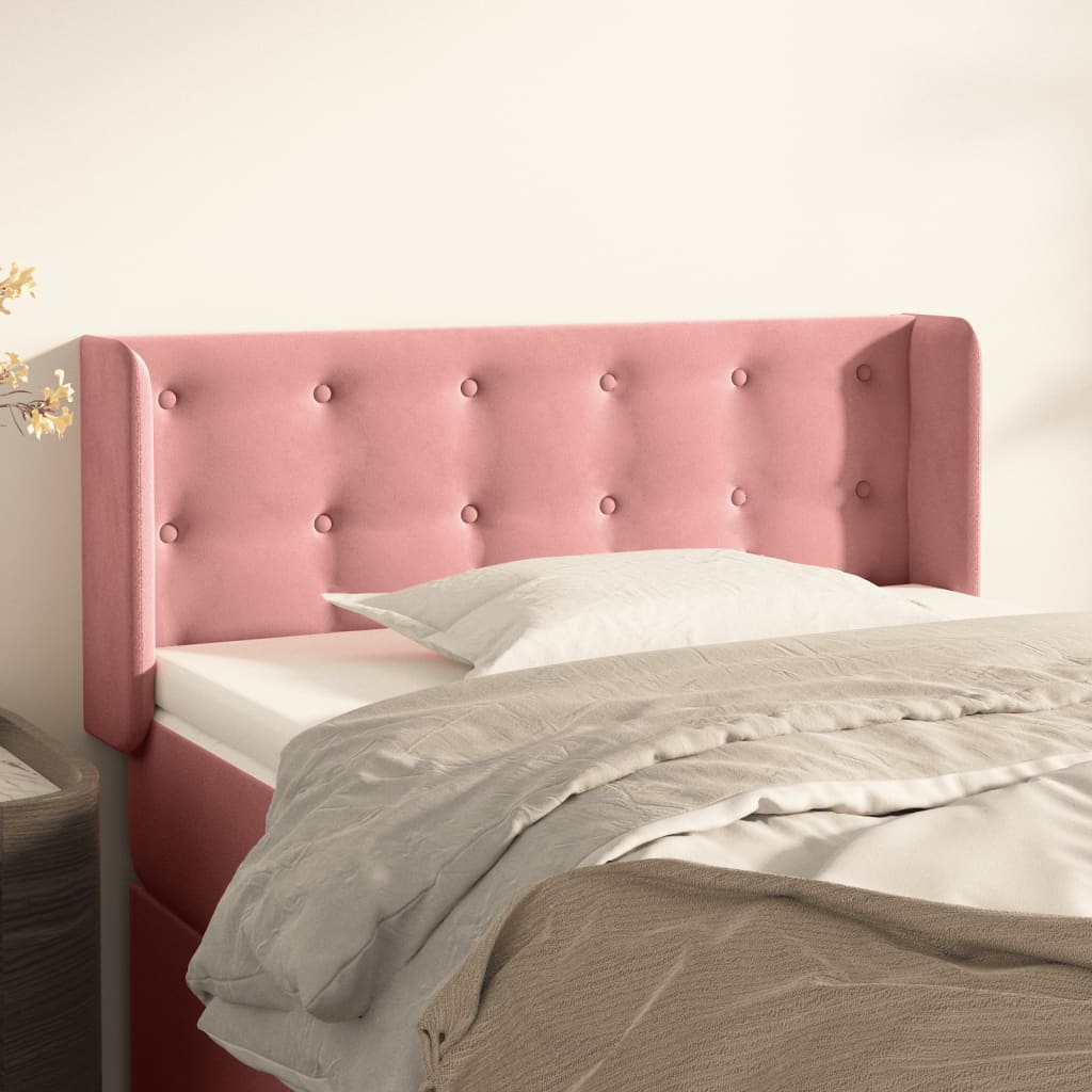 Hoofdbord met randen 103x16x78/88 cm fluweel roze is nu te koop bij PeponiXL, paradijselijk wonen!