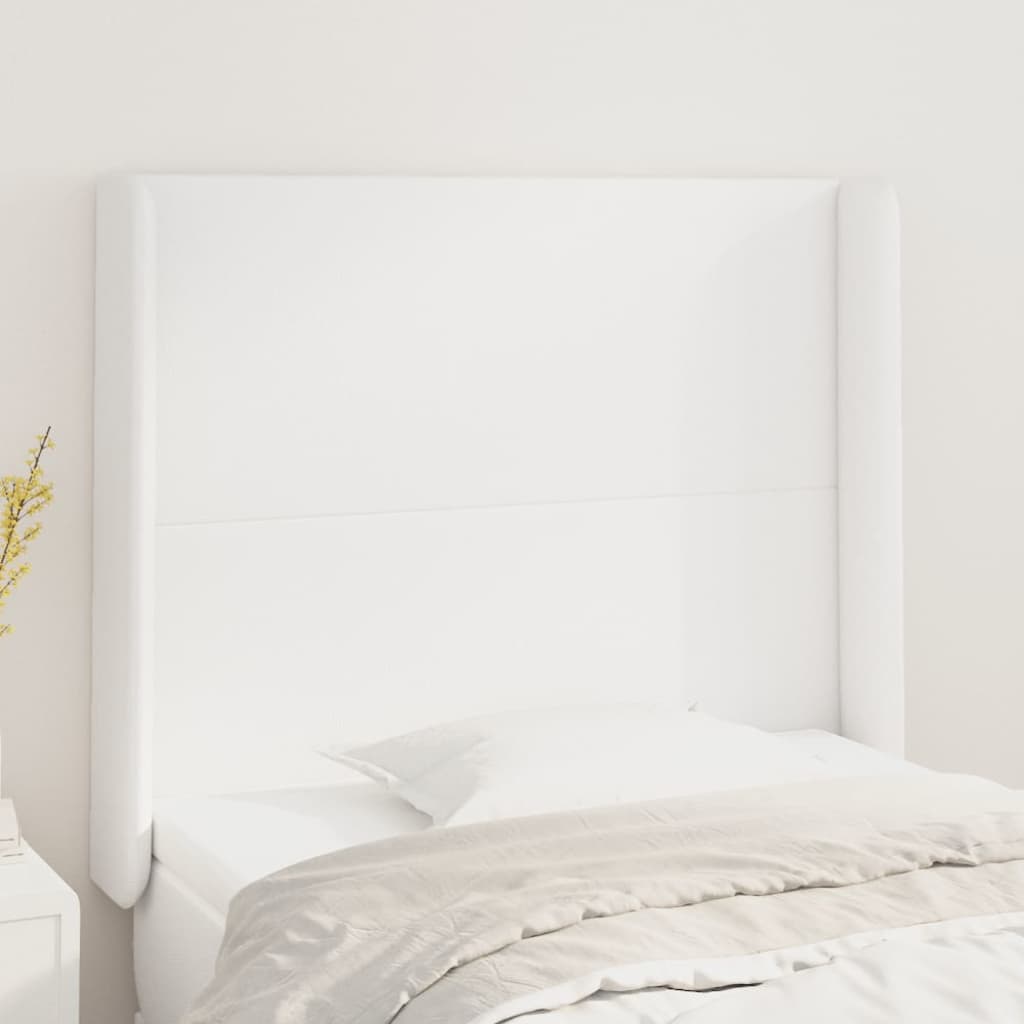 Hoofdbord met randen 83x16x118/128 cm kunstleer wit is nu te koop bij PeponiXL, paradijselijk wonen!