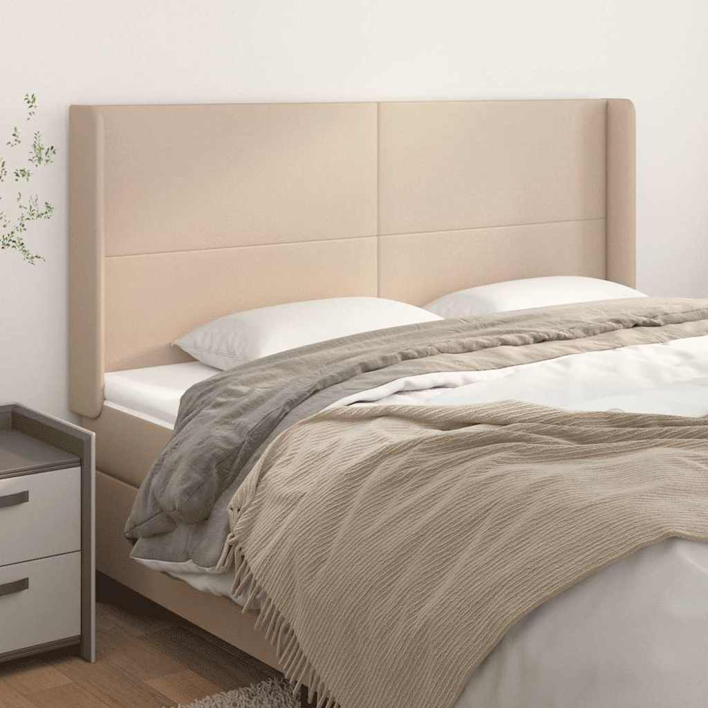 Hoofdbord met randen 163x16x118/128cm kunstleer cappuccinokleur is nu te koop bij PeponiXL, paradijselijk wonen!