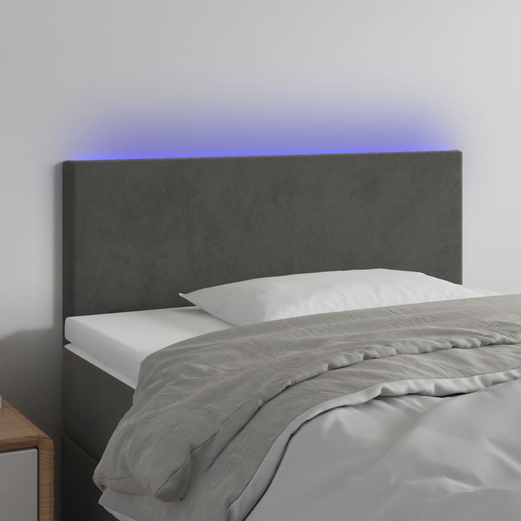 Hoofdbord LED 90x5x78/88 cm fluweel donkergrijs is nu te koop bij PeponiXL, paradijselijk wonen!
