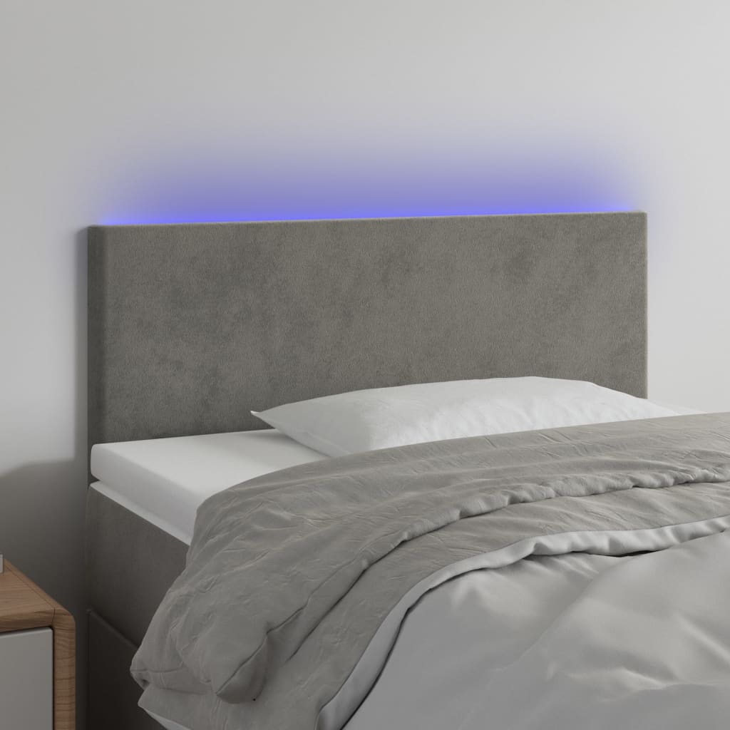 Hoofdbord LED 100x5x78/88 cm fluweel lichtgrijs is nu te koop bij PeponiXL, paradijselijk wonen!