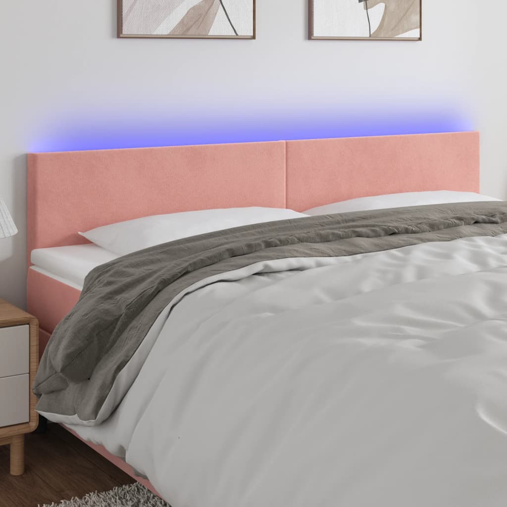 Hoofdbord LED 160x5x78/88 cm fluweel roze is nu te koop bij PeponiXL, paradijselijk wonen!