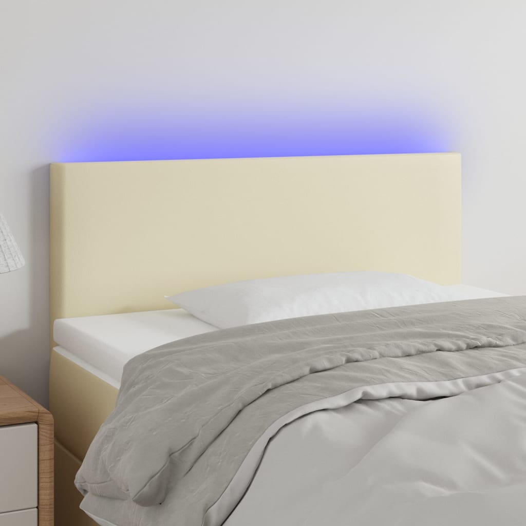 Hoofdbord LED 80x5x78/88 cm kunstleer crèmekleurig is nu te koop bij PeponiXL, paradijselijk wonen!