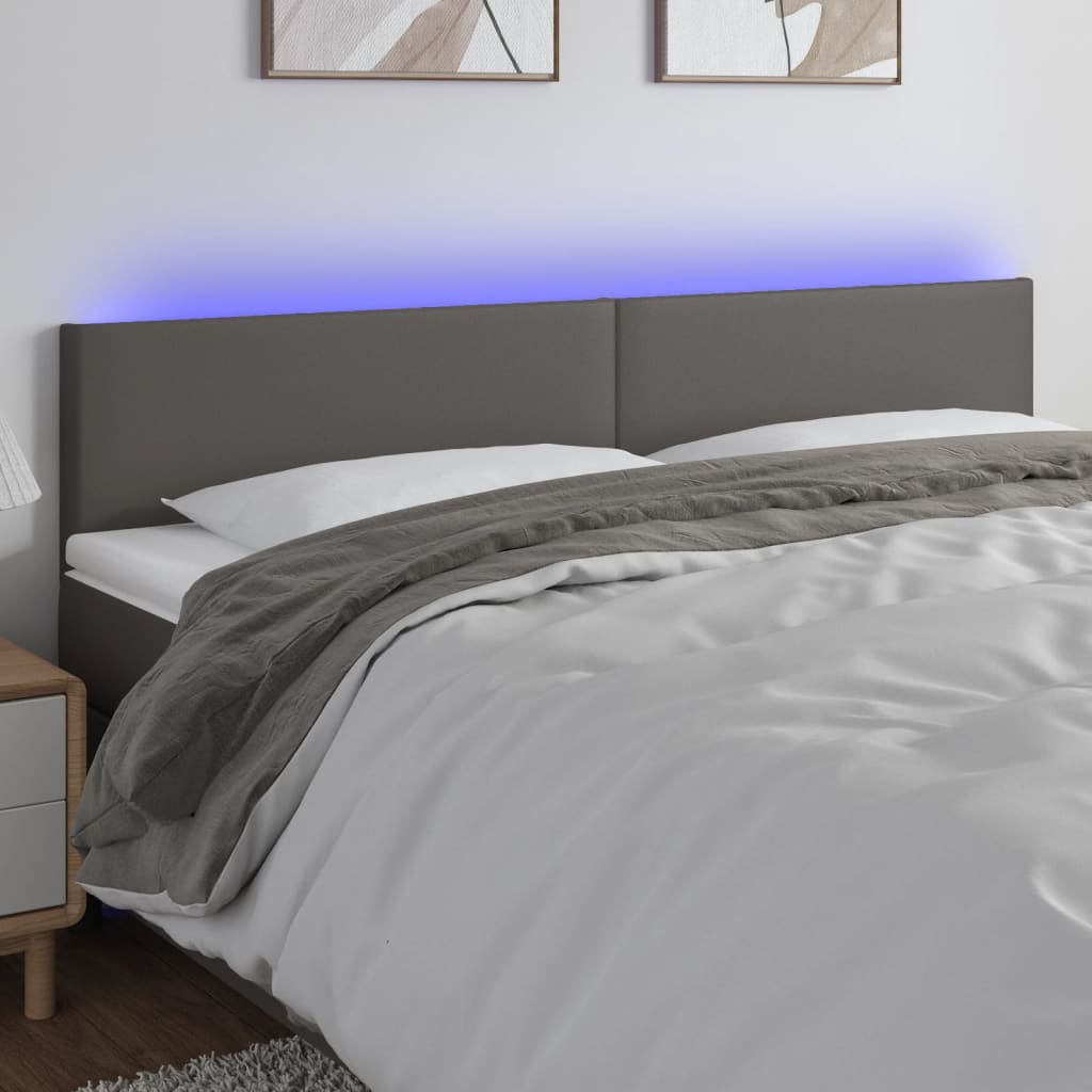 Hoofdbord LED 160x5x78/88 cm kunstleer grijs is nu te koop bij PeponiXL, paradijselijk wonen!