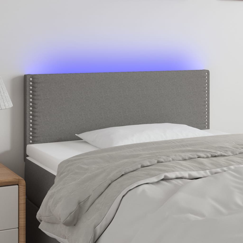 Hoofdbord LED 100x5x78/88 cm stof donkergrijs is nu te koop bij PeponiXL, paradijselijk wonen!