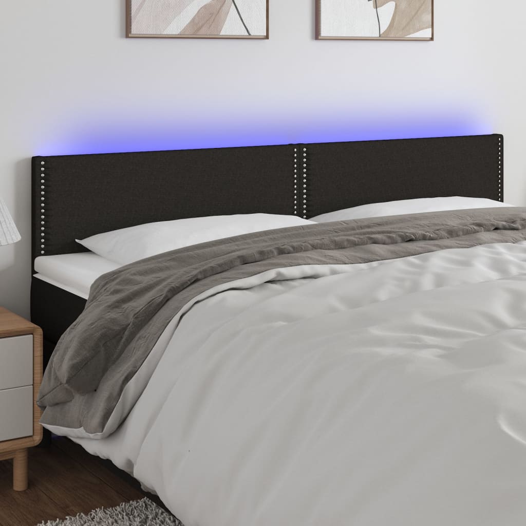 Hoofdbord LED 160x5x78/88 cm stof zwart is nu te koop bij PeponiXL, paradijselijk wonen!