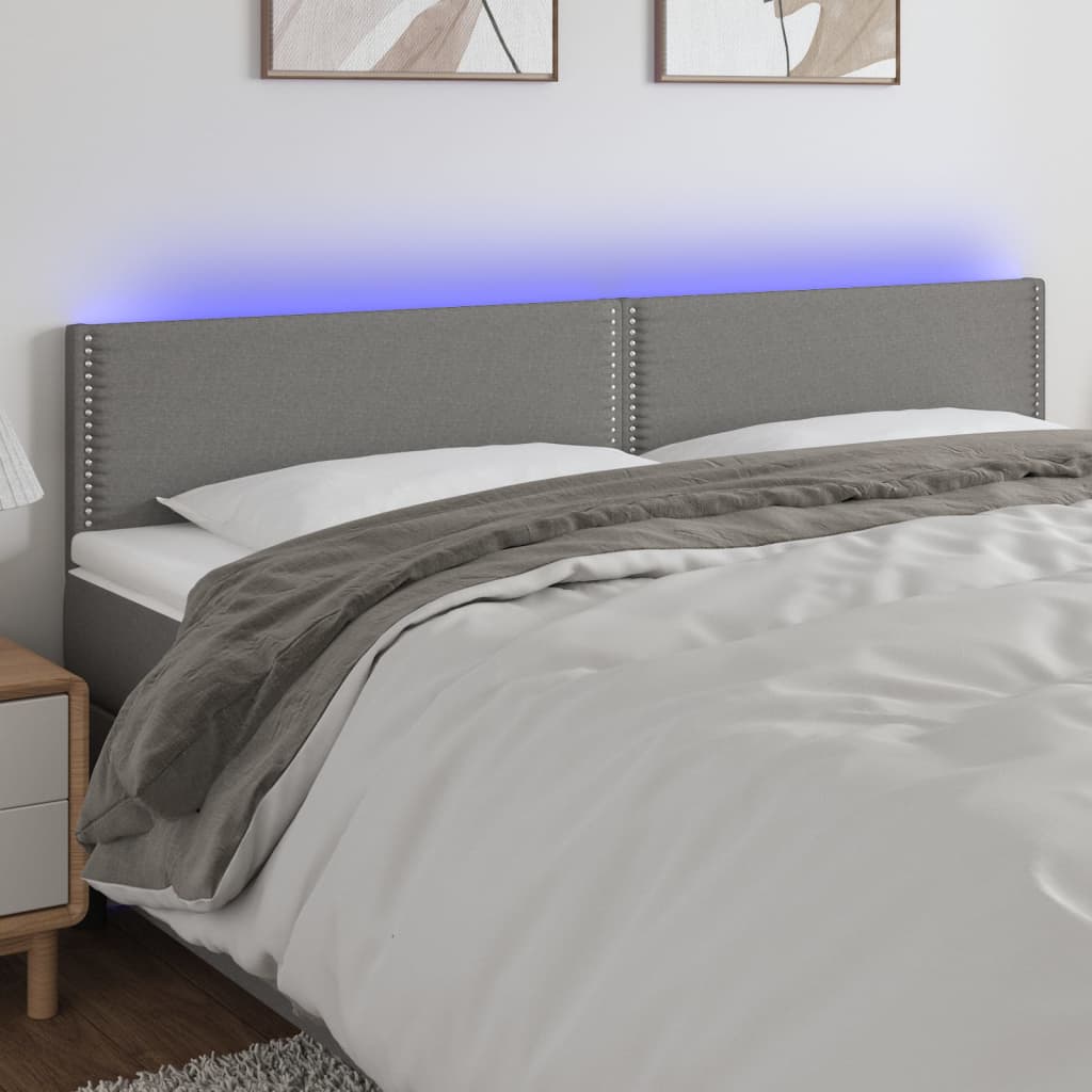 Hoofdbord LED 200x5x78/88 cm stof donkergrijs is nu te koop bij PeponiXL, paradijselijk wonen!