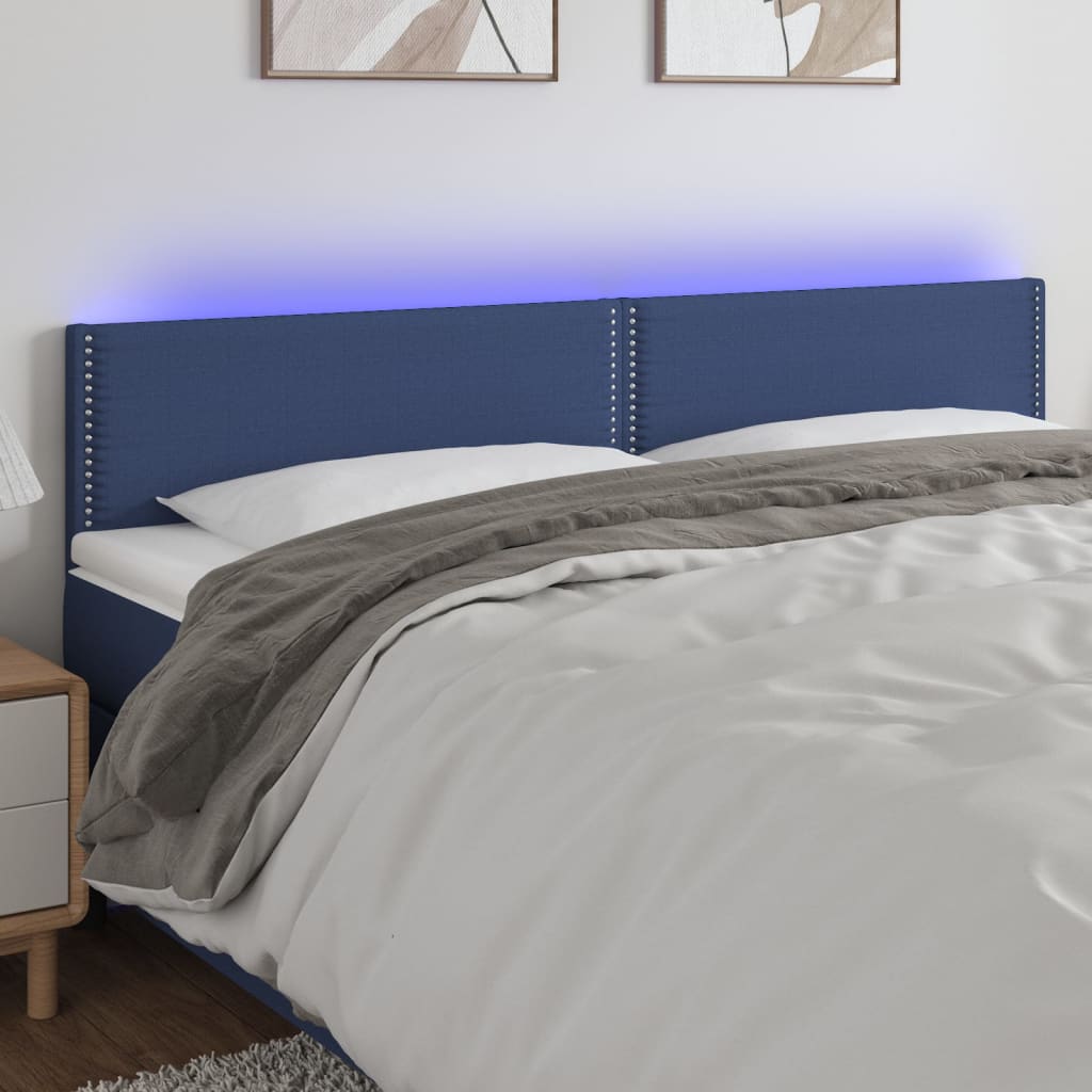 Hoofdbord LED 200x5x78/88 cm stof blauw is nu te koop bij PeponiXL, paradijselijk wonen!