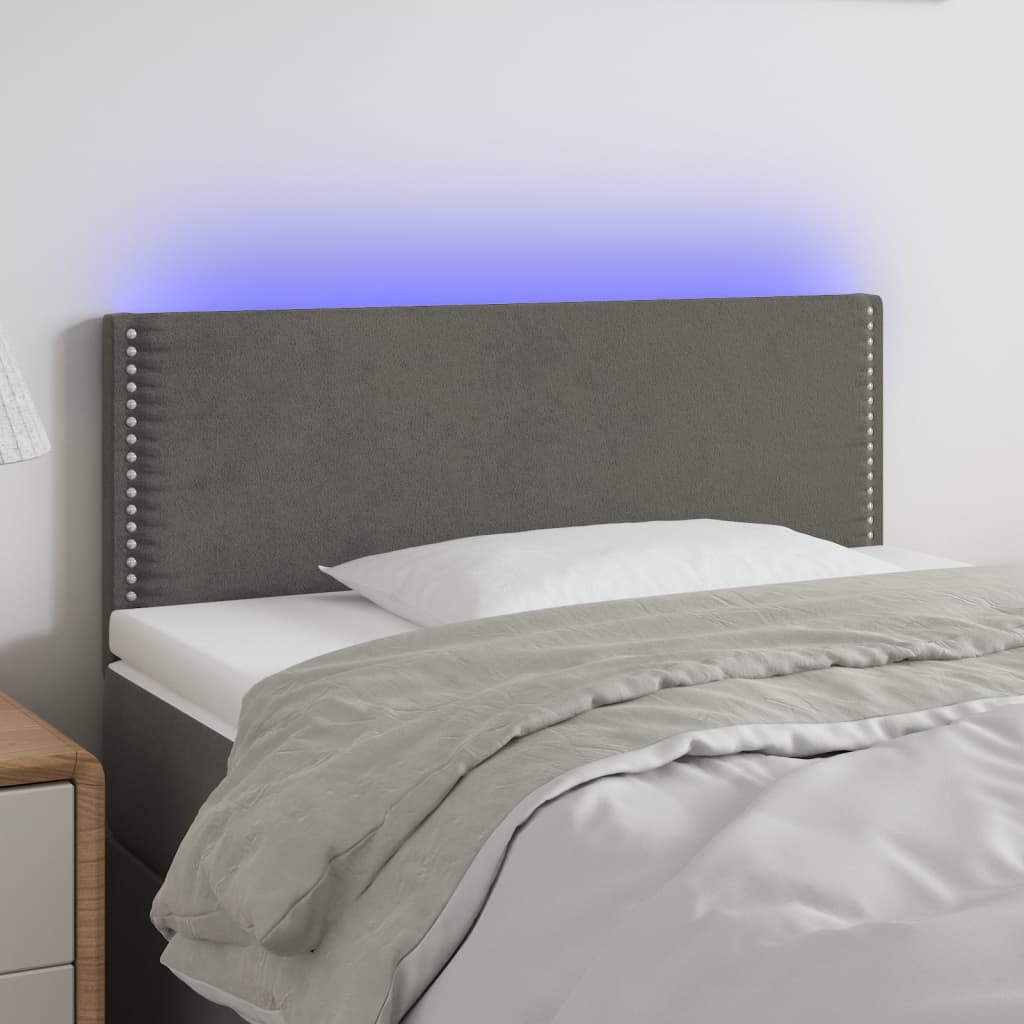 Hoofdbord LED 90x5x78/88 cm fluweel donkergrijs is nu te koop bij PeponiXL, paradijselijk wonen!