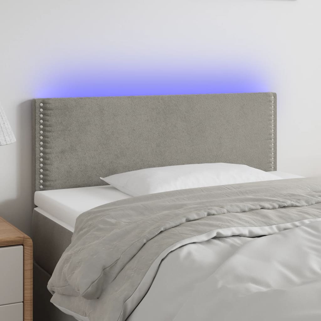 Hoofdbord LED 100x5x78/88 cm fluweel lichtgrijs is nu te koop bij PeponiXL, paradijselijk wonen!