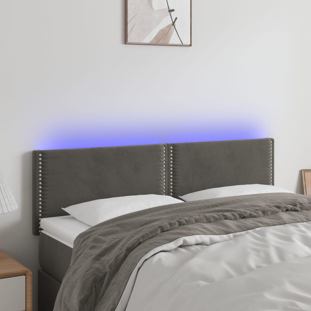 Hoofdbord LED 144x5x78/88 cm fluweel donkergrijs is nu te koop bij PeponiXL, paradijselijk wonen!