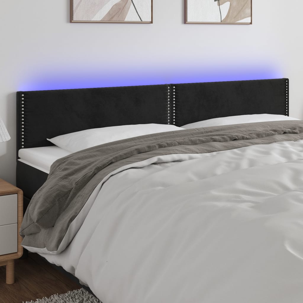 Hoofdbord LED 180x5x78/88 cm fluweel zwart is nu te koop bij PeponiXL, paradijselijk wonen!