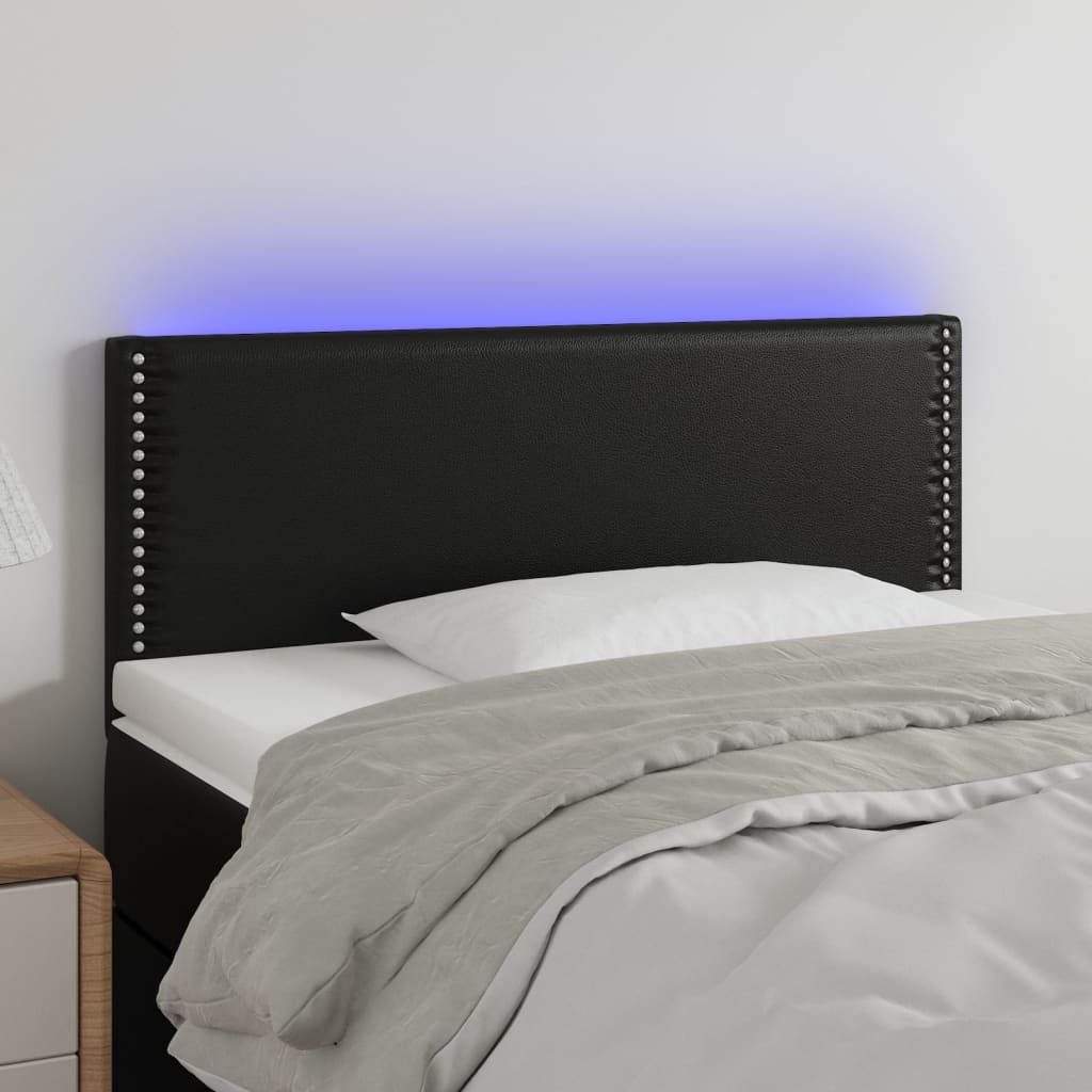 Hoofdbord LED 80x5x78/88 cm kunstleer zwart is nu te koop bij PeponiXL, paradijselijk wonen!