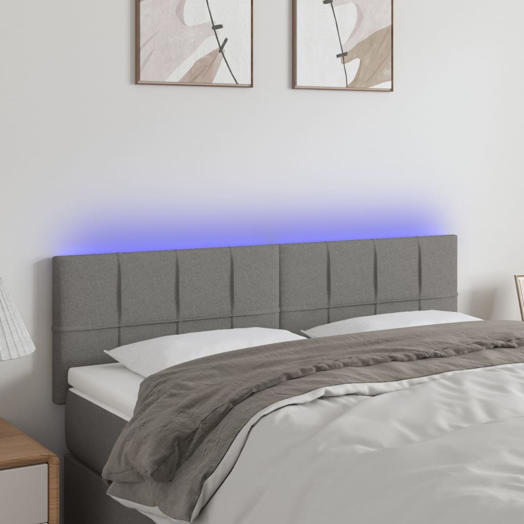 Hoofdbord LED 144x5x78/88 cm stof donkergrijs is nu te koop bij PeponiXL, paradijselijk wonen!