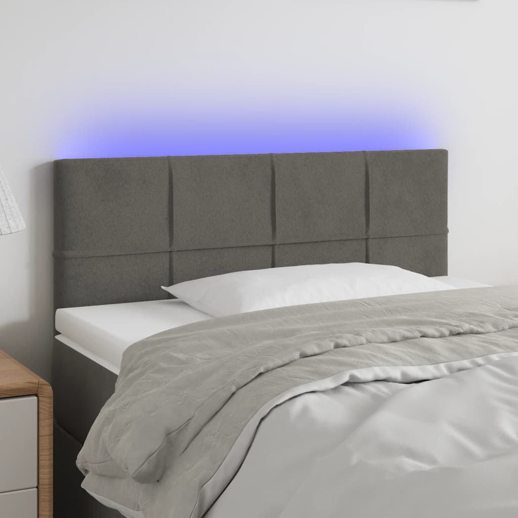Hoofdbord LED 80x5x78/88 cm fluweel donkergrijs is nu te koop bij PeponiXL, paradijselijk wonen!