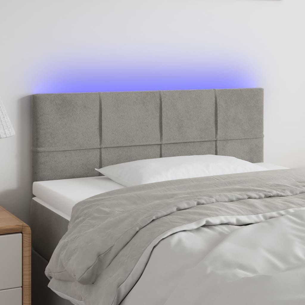 Hoofdbord LED 100x5x78/88 cm fluweel lichtgrijs is nu te koop bij PeponiXL, paradijselijk wonen!