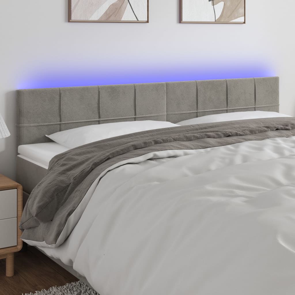 Hoofdbord LED 180x5x78/88 cm fluweel lichtgrijs is nu te koop bij PeponiXL, paradijselijk wonen!