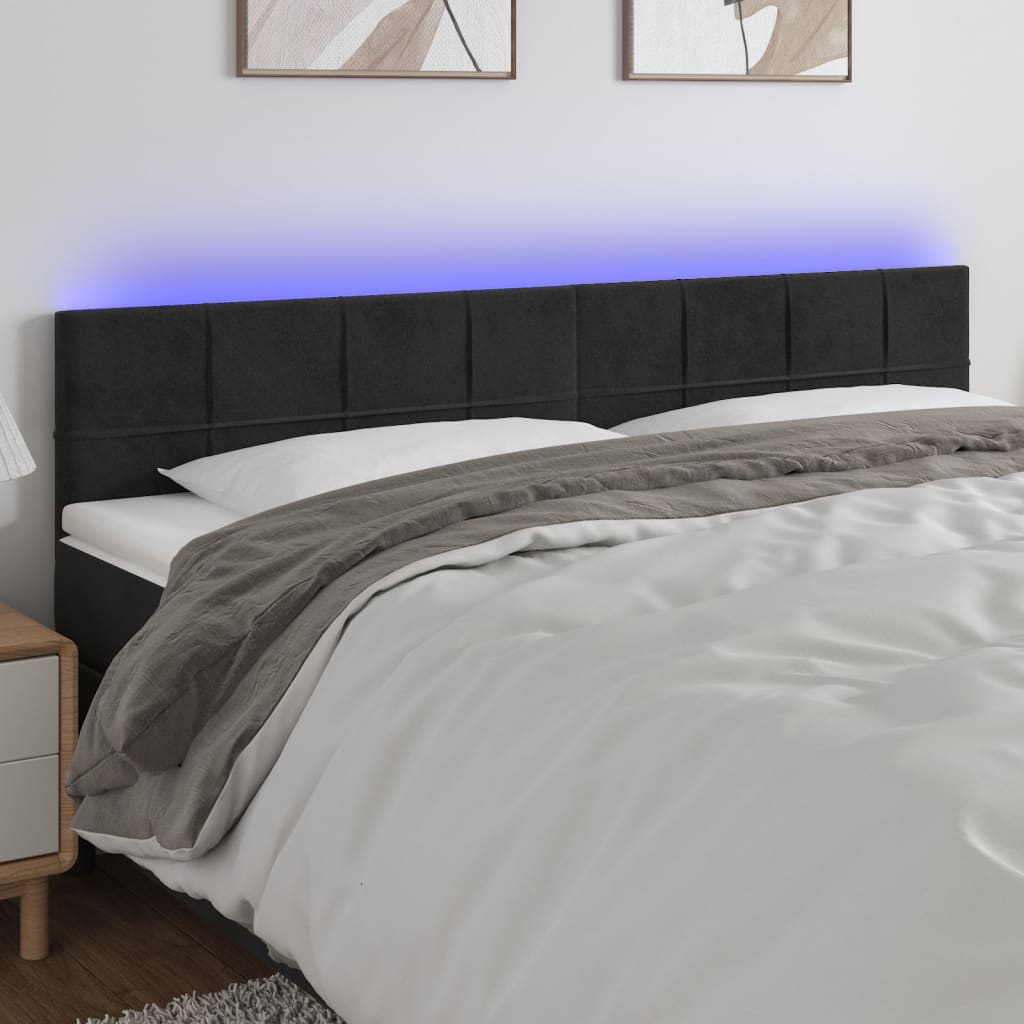 Hoofdbord LED 200x5x78/88 cm fluweel zwart is nu te koop bij PeponiXL, paradijselijk wonen!