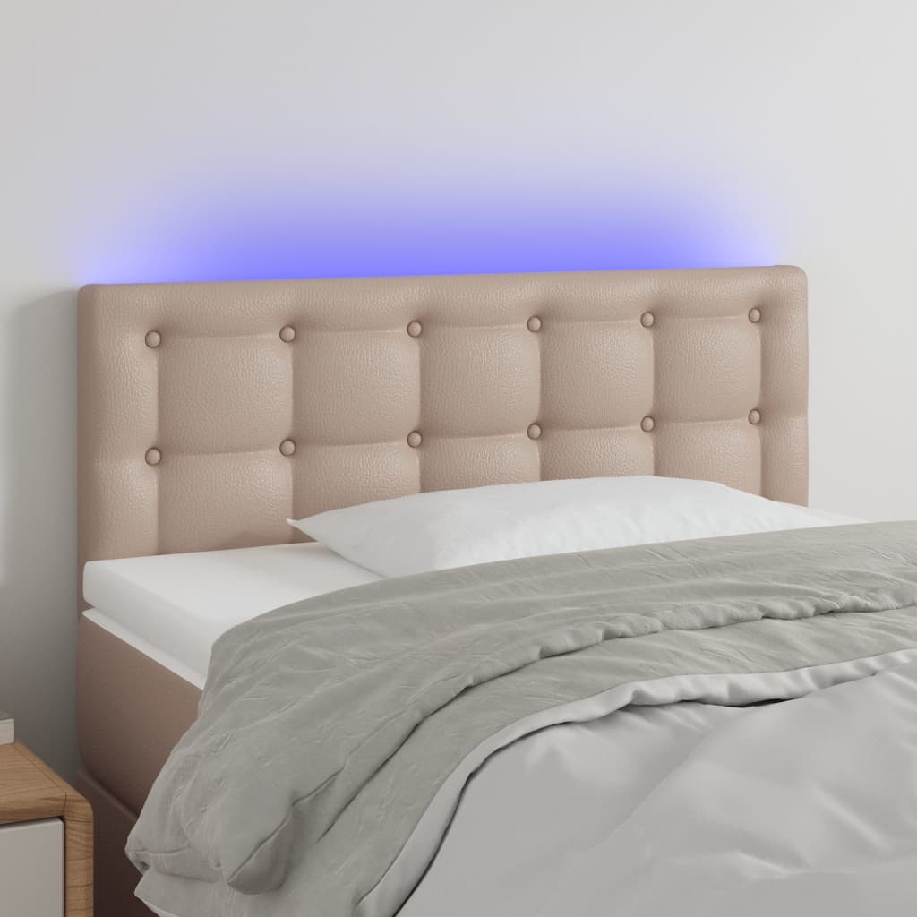 Hoofdbord LED 100x5x78/88 cm kunstleer cappuccinokleurig is nu te koop bij PeponiXL, paradijselijk wonen!