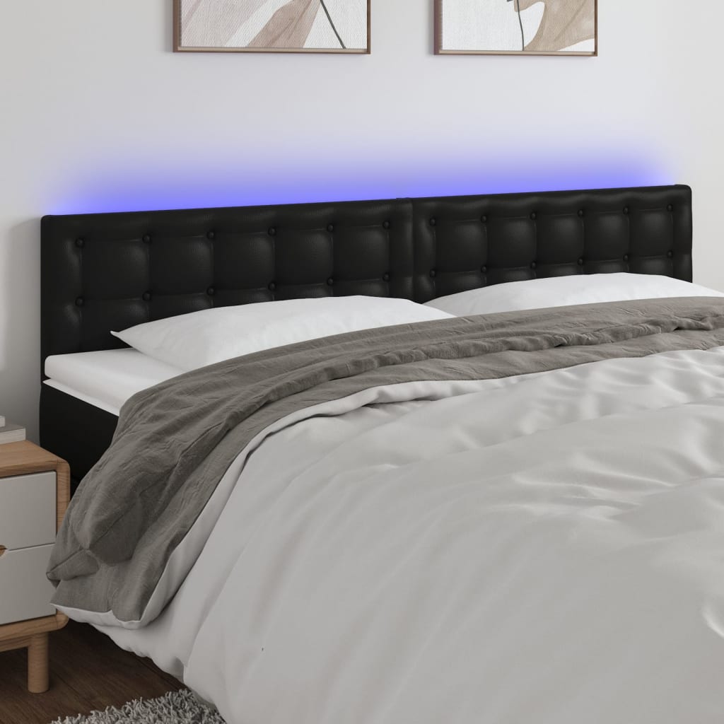 Hoofdbord LED 160x5x78/88 cm kunstleer zwart is nu te koop bij PeponiXL, paradijselijk wonen!