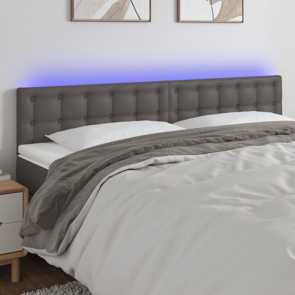 Hoofdbord LED 180x5x78/88 cm kunstleer grijs is nu te koop bij PeponiXL, paradijselijk wonen!