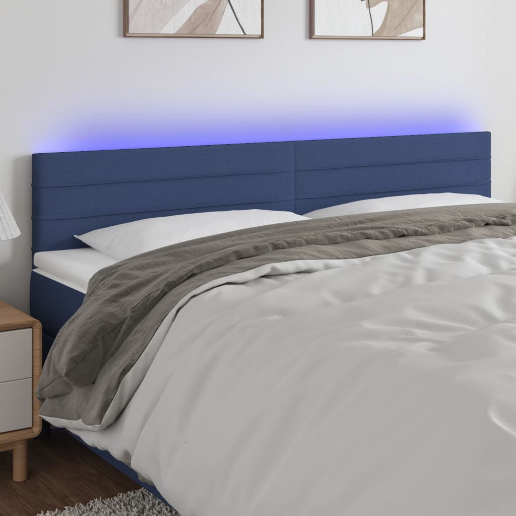 Hoofdbord LED 180x5x78/88 cm stof blauw is nu te koop bij PeponiXL, paradijselijk wonen!