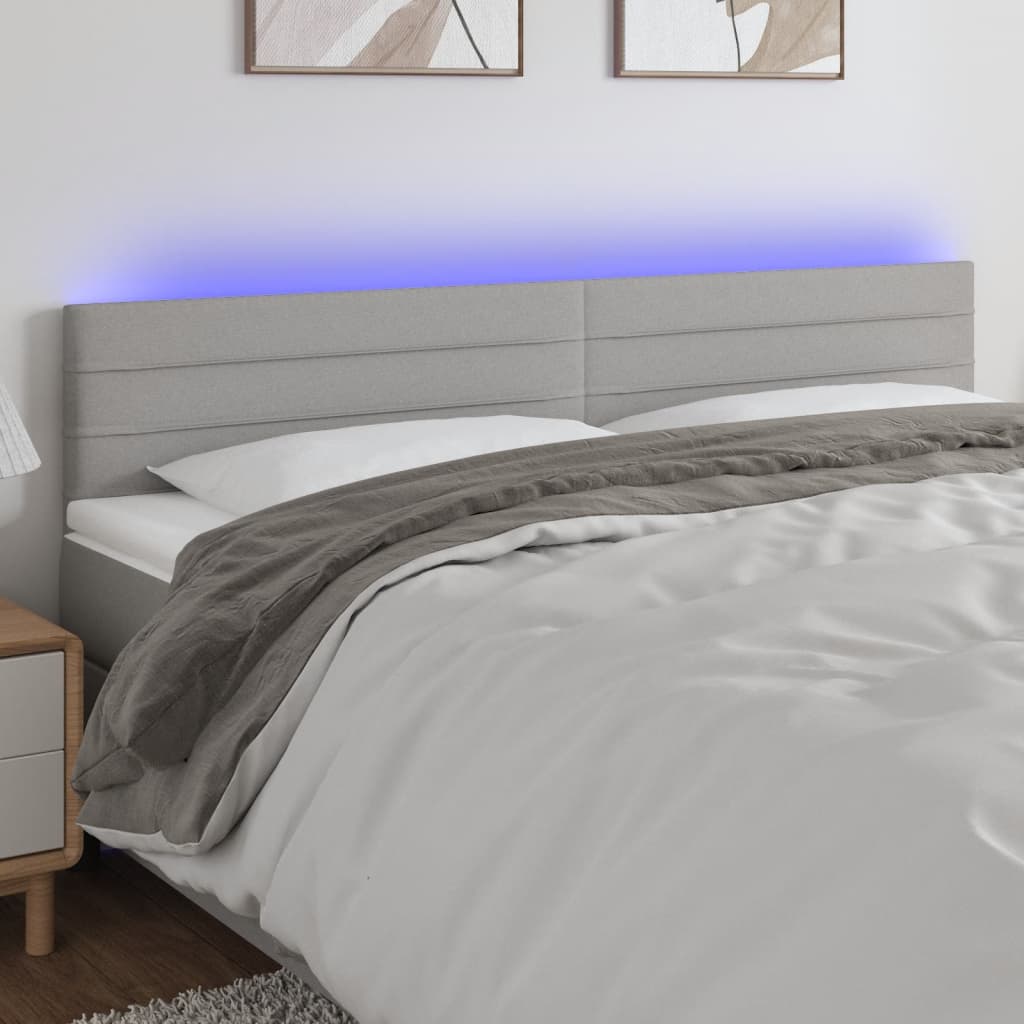Hoofdbord LED 200x5x78/88 cm stof lichtgrijs is nu te koop bij PeponiXL, paradijselijk wonen!