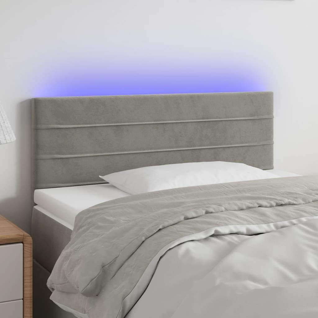 Hoofdbord LED 100x5x78/88 cm fluweel lichtgrijs is nu te koop bij PeponiXL, paradijselijk wonen!