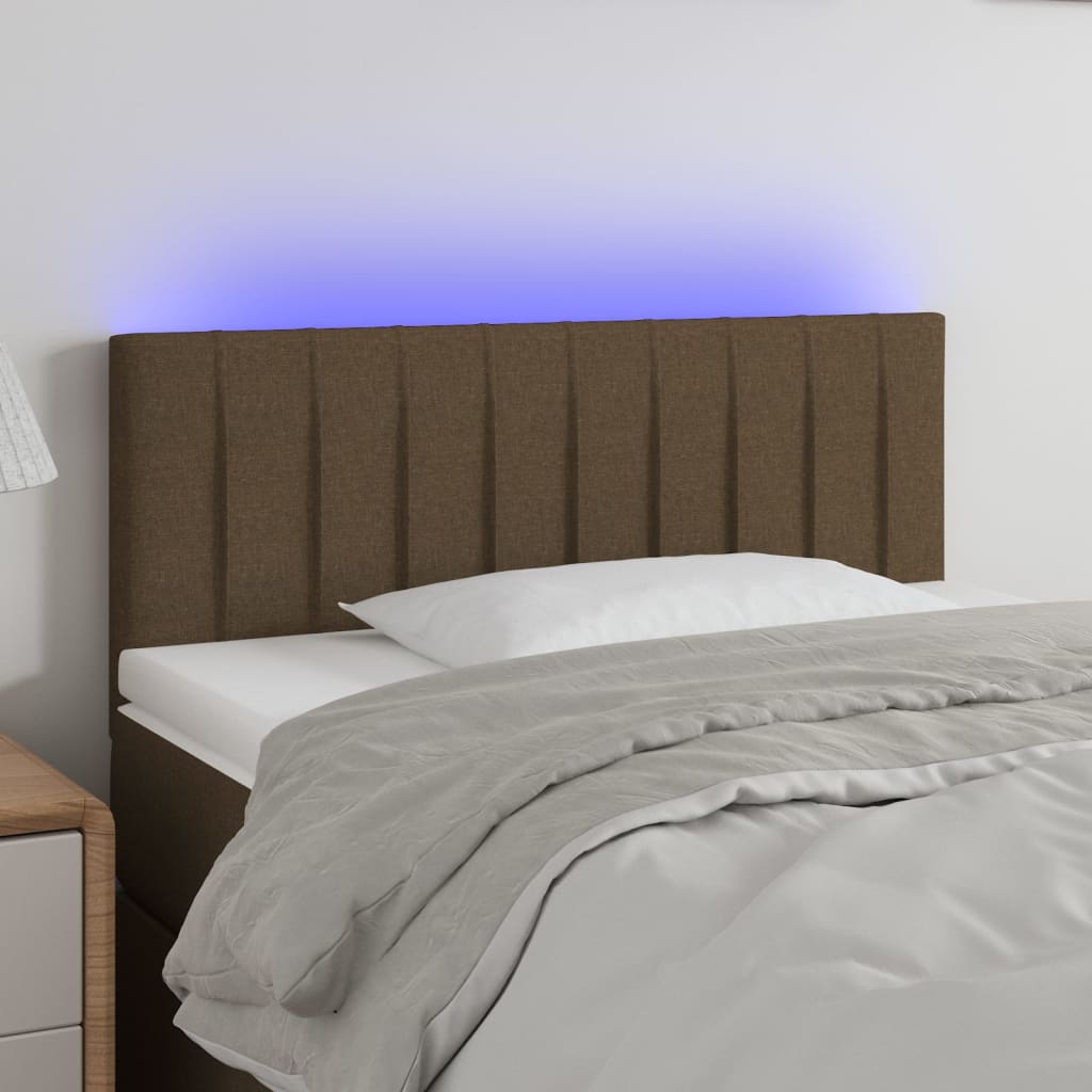 Hoofdbord LED 80x5x78/88 cm stof donkerbruin is nu te koop bij PeponiXL, paradijselijk wonen!