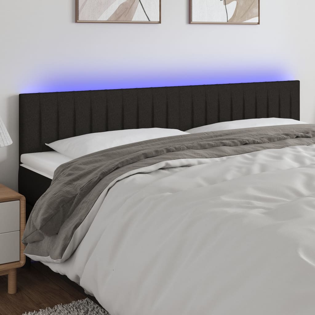 Hoofdbord LED 160x5x78/88 cm stof zwart is nu te koop bij PeponiXL, paradijselijk wonen!