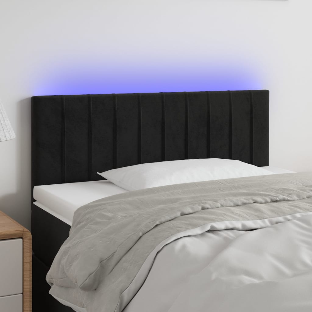 Hoofdbord LED 80x5x78/88 cm fluweel zwart is nu te koop bij PeponiXL, paradijselijk wonen!