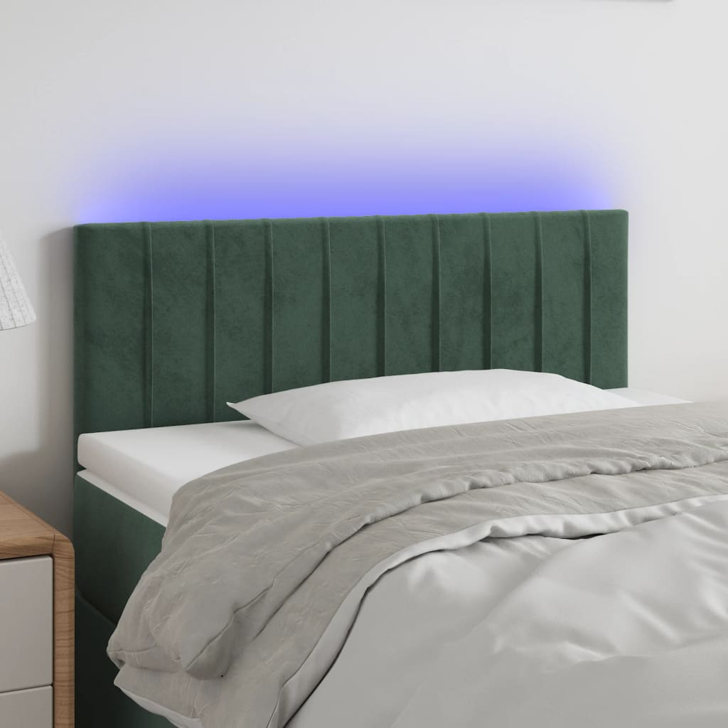 Hoofdbord LED 90x5x78/88 cm fluweel donkergroen is nu te koop bij PeponiXL, paradijselijk wonen!