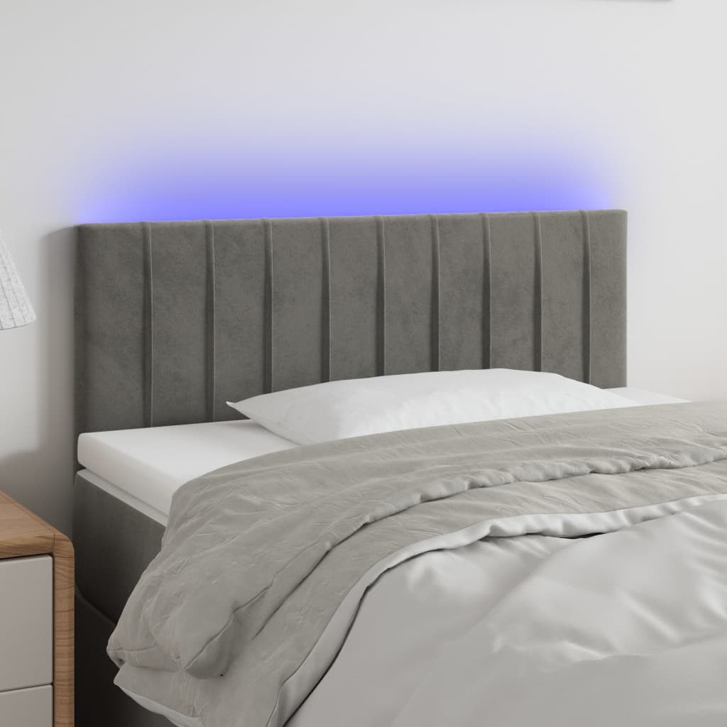 Hoofdbord LED 100x5x78/88 cm fluweel lichtgrijs is nu te koop bij PeponiXL, paradijselijk wonen!