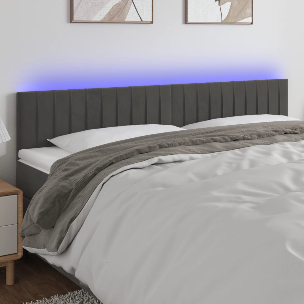 Hoofdbord LED 180x5x78/88 cm fluweel donkergrijs is nu te koop bij PeponiXL, paradijselijk wonen!